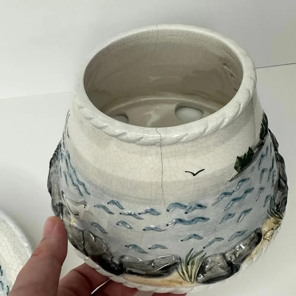 Vintage Yankee Candle Plate Set Lighthouse Beach Birds FLAWED - Picture 2 of 9